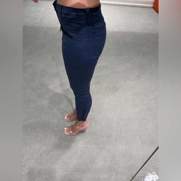 Pre-Owned Current Elliot the soho zip stilleto jeans Navy blue coated - Picture 3 of 8